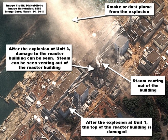 Satellite Shows Damage to Reactor Buildings at Daiichi Complex After Explosions | Institute for Science International Security