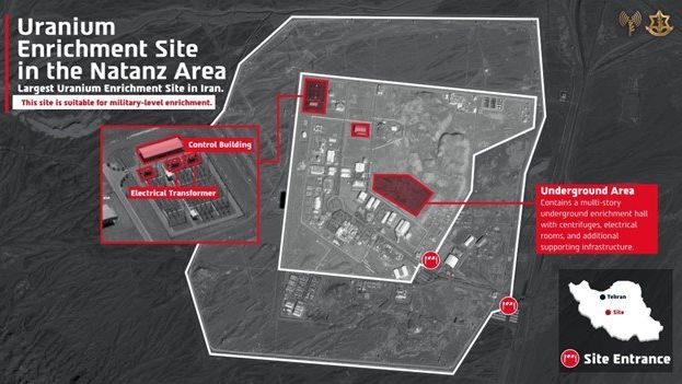 Figure 5. An annotated satellite image of the Natanz enrichment plant published by the IDF after the strike.